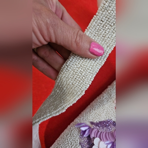 MADE IN INDIA Beaded Floral Shoulder Bag. White Multi. NWT - Picture 5 of 15